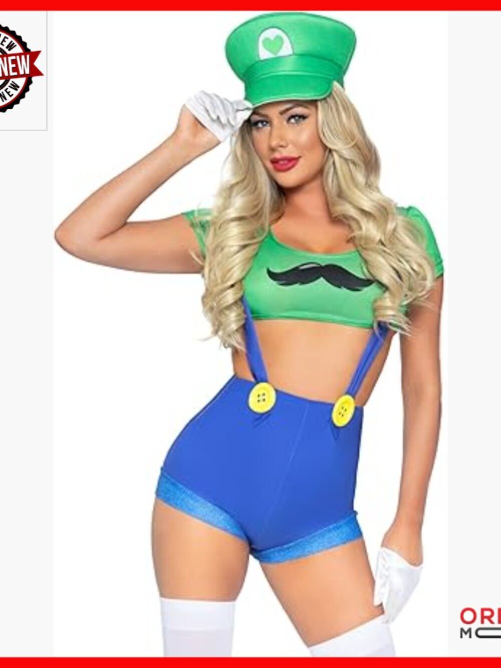 Sexy Gamer Costume Set with Crop Top, Suspender Shorts, Hat - Size X-Small